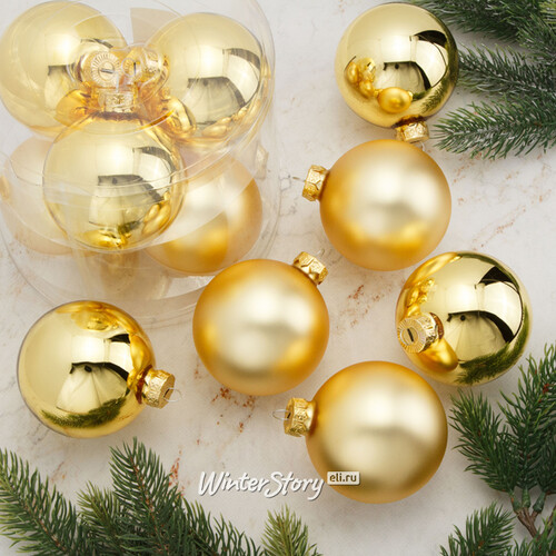 Набор стеклянных шаров 8 см золотой mix, 6 шт Kaemingk/Winter Deco