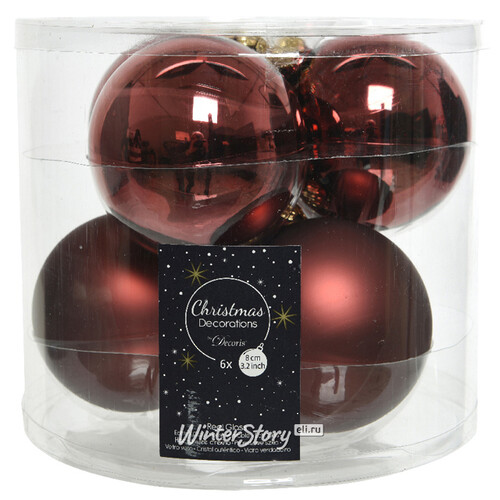 Набор стеклянных шаров 8 см шоколадный трюфель mix, 6 шт Winter Deco