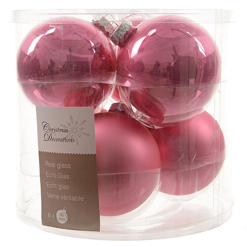 Набор стеклянных шаров 8 см нежно-розовый mix, 6 шт Kaemingk