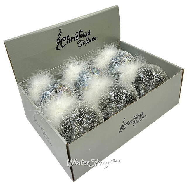 Набор стеклянных шаров Fluffy Feather 10 см, 6 шт Christmas Deluxe