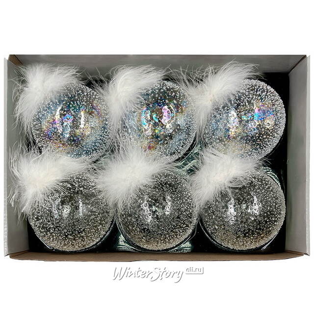 Набор стеклянных шаров Fluffy Feather 10 см, 6 шт Christmas Deluxe