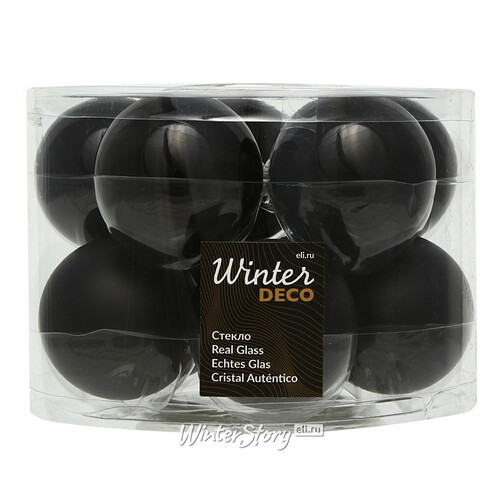 Набор стеклянных шаров 6 см черный mix, 10 шт Winter Deco