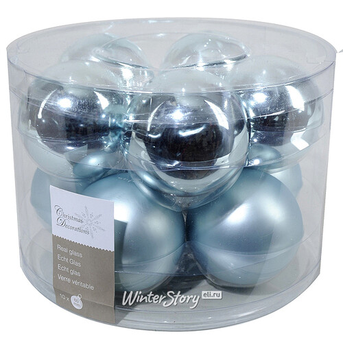 Набор стеклянных шаров 6 см, 10 шт, голубой mix Kaemingk
