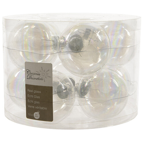 Набор стеклянных шаров 6 см прозрачный перламутр, 10 шт Winter Deco