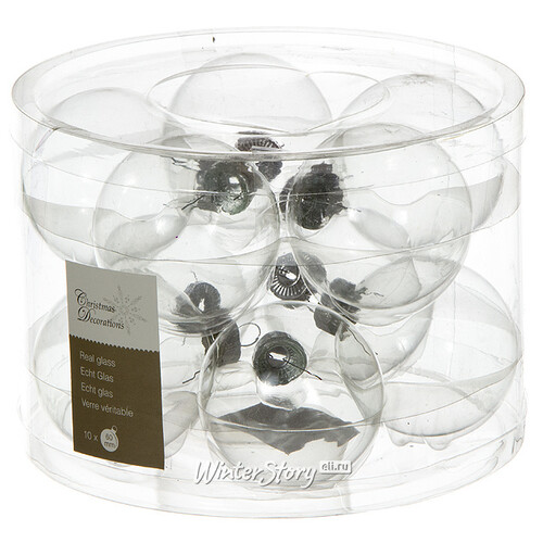 Набор стеклянных шаров 6 см прозрачный, 10 шт Kaemingk/Winter Deco