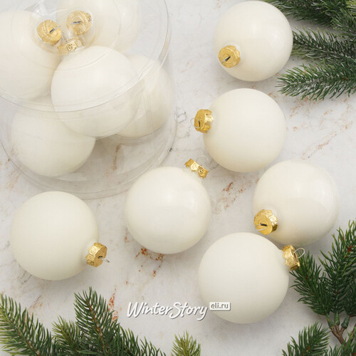 Набор стеклянных шаров 8 см молочный mix, 6 шт Kaemingk/Winter Deco