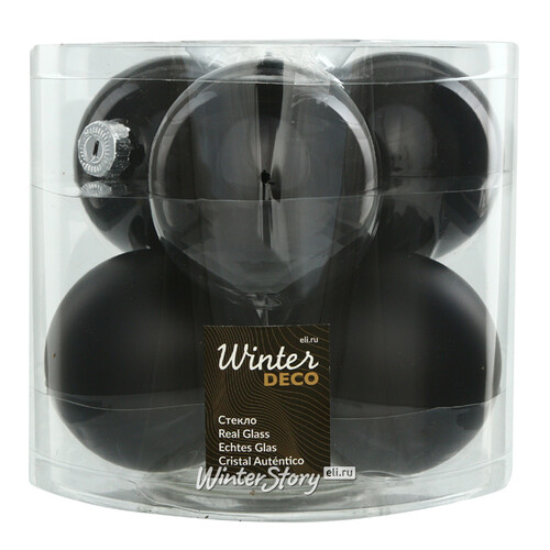 Набор стеклянных шаров 8 см черный mix, 6 шт Kaemingk/Winter Deco