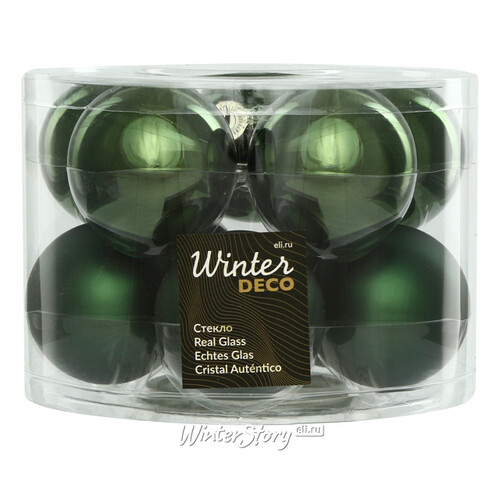 Набор стеклянных шаров 6 см зеленый бархат mix, 10 шт Winter Deco