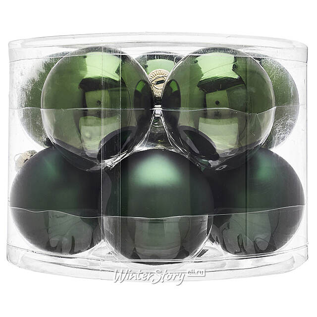 Набор стеклянных шаров 6 см зеленый бархат mix, 10 шт Winter Deco