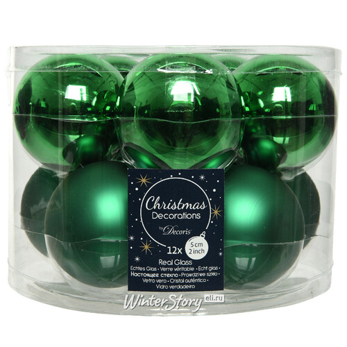 Набор стеклянных шаров 6 см рождественский зеленый mix, 10 шт Kaemingk