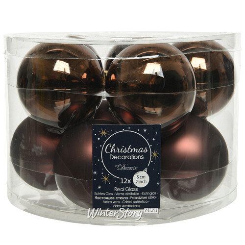 Набор стеклянных шаров 6 см темный шоколад mix, 10 шт Kaemingk