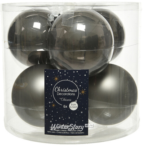 Набор стеклянных шаров 8 см туманный альбион mix, 6 шт Winter Deco