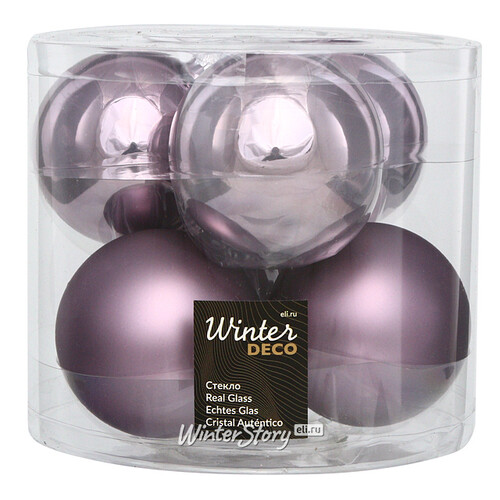 Набор стеклянных шаров 8 см аметистовый mix, 6 шт Winter Deco