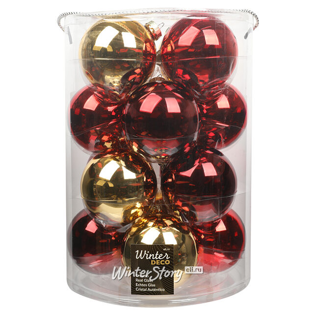 Коллекция стеклянных шаров Золотая Осень 8 см, 16 шт Winter Deco