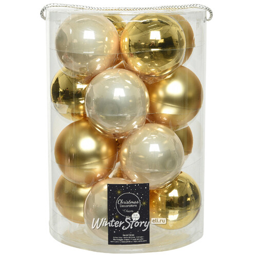 Коллекция стеклянных шаров Брызги Шампанского 8 см, 16 шт Winter Deco