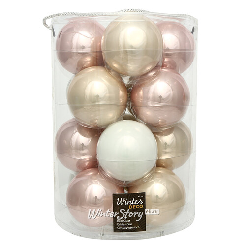 Коллекция стеклянных шаров Жемчужная Нежность 8 см, 16 шт Winter Deco