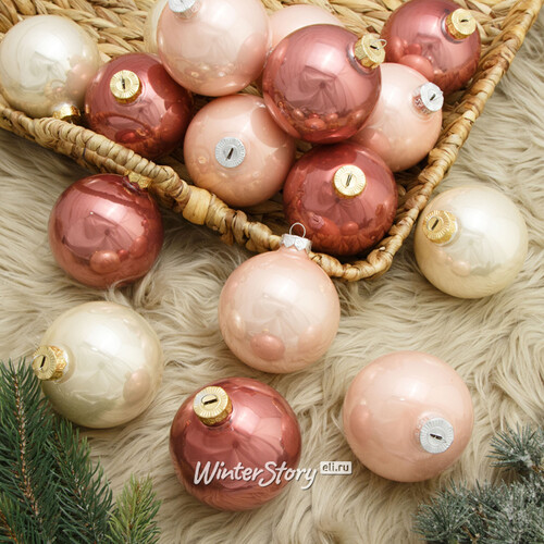Коллекция стеклянных шаров Розовые Облака 8 см, 16 шт Winter Deco