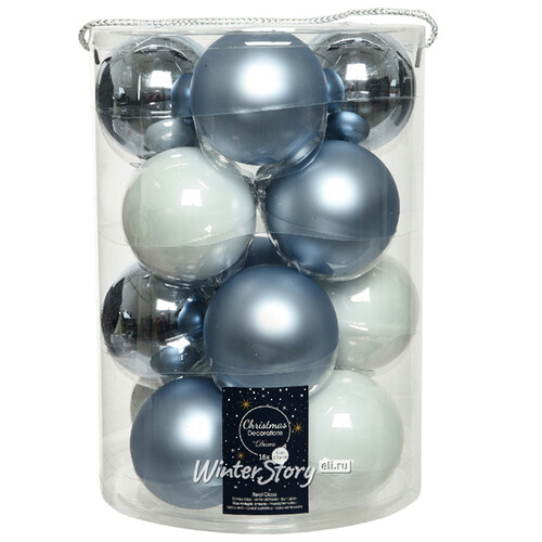Коллекция стеклянных шаров Арктические Сны 8 см, 16 шт Winter Deco