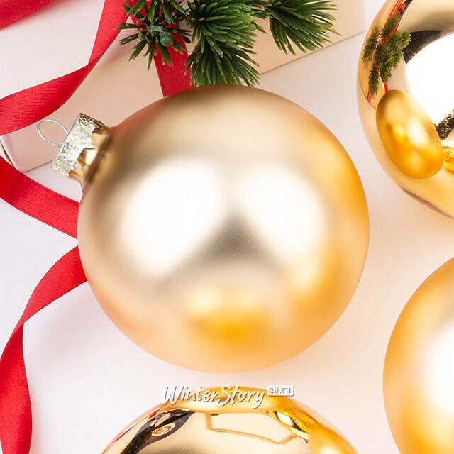 Набор стеклянных шаров 10 см золотой mix, 4 шт Winter Deco