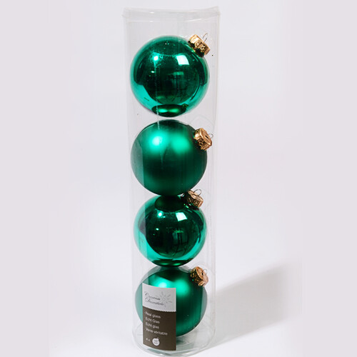 Набор стеклянных шаров 10 см, 4 шт, изумрудный mix Winter Deco