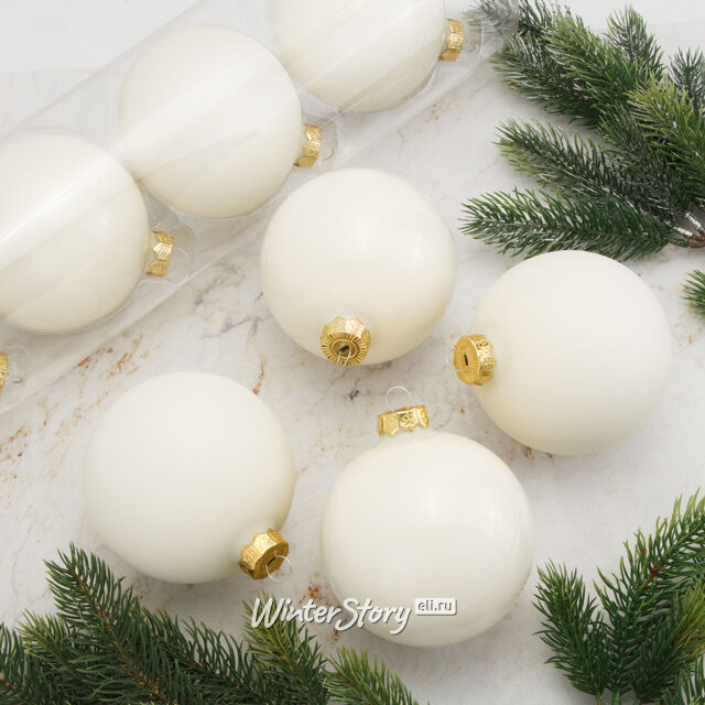 Набор стеклянных шаров 10 см молочный mix, 4 шт Winter Deco