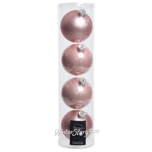 Набор стеклянных шаров 10 см розовый бутон mix, 4 шт Winter Deco
