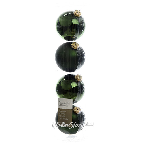 Набор стеклянных шаров 10 см зеленый бархат mix, 4 шт Winter Deco
