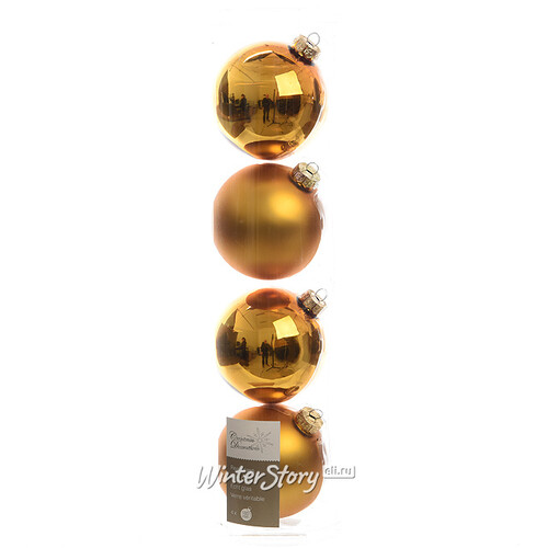 Набор стеклянных шаров 10 см насыщенно золотой mix, 4 шт Winter Deco