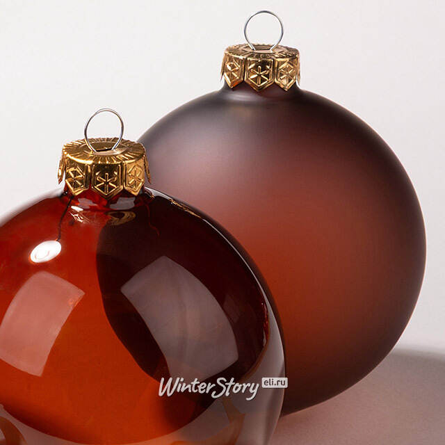 Елочные шары Баббл 10 см эспрессо, 3 шт, стекло Winter Deco