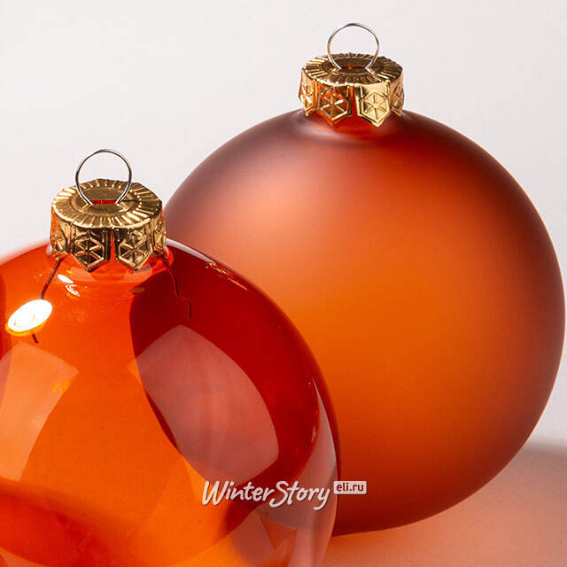 Елочные шары Баббл 10 см тициановый, 3 шт, стекло Winter Deco