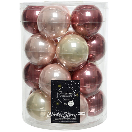 Коллекция стеклянных шаров Розовые Облака 6 см, 20 шт Kaemingk