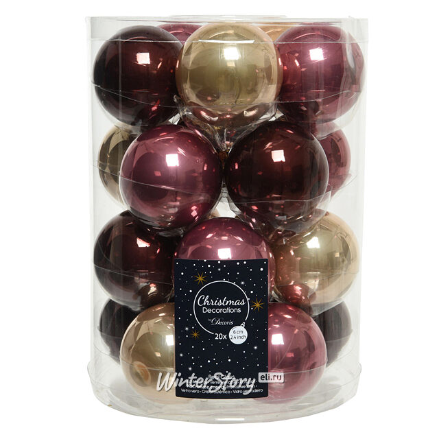 Коллекция стеклянных шаров La Vie en Rose 6 см, 20 шт Kaemingk/Winter Deco