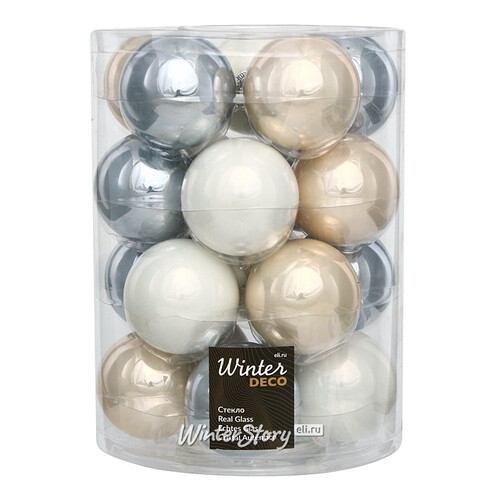 Коллекция стеклянных шаров Белые Ночи 6 см, 20 шт Winter Deco