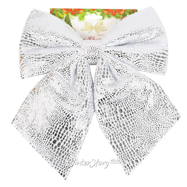 Бант на елку Luminous Luxe 22*20 см серебряный Christmas Deluxe