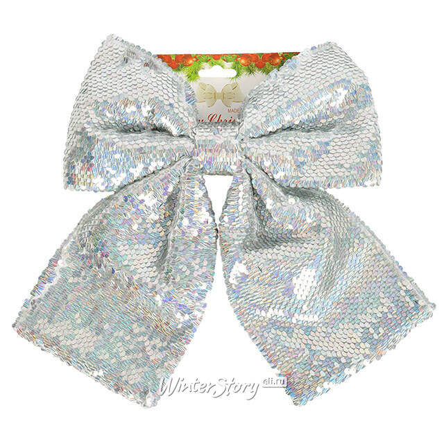 Бант для декора Sparkle Style 22*20 см серебряный Christmas Deluxe