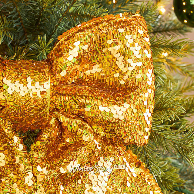 Бант на елку Sparkle Style 22*20 см золотой Christmas Deluxe