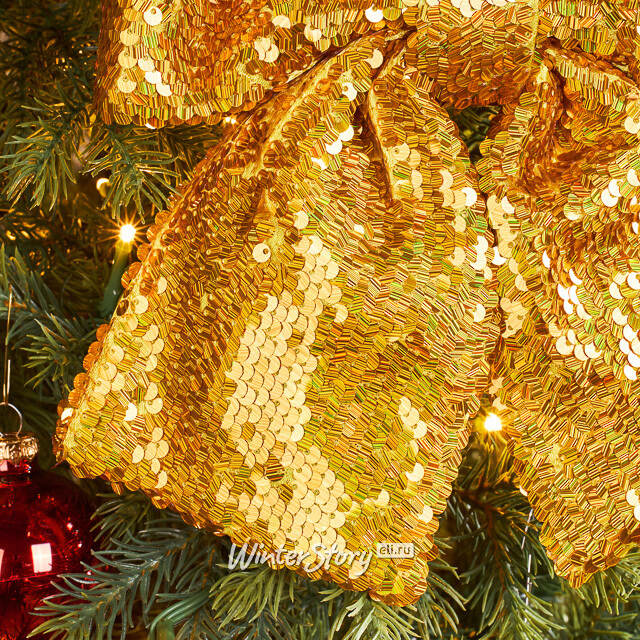 Бант на елку Sparkle Style 22*20 см золотой Christmas Deluxe