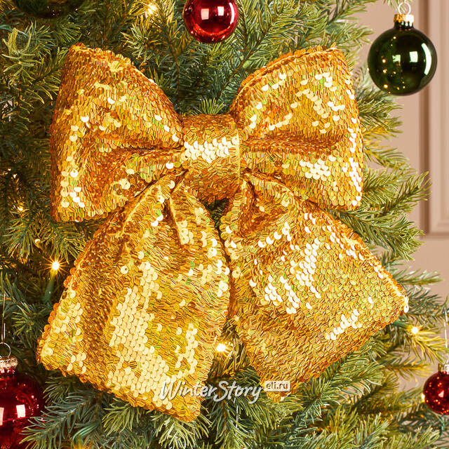 Бант на елку Sparkle Style 22*20 см золотой Christmas Deluxe