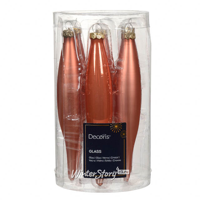 Набор елочных игрушек Сосульки 15 см пряная тыква, 6 шт Kaemingk