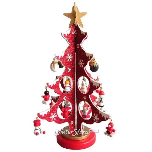 Сувенирная елка с игрушками Нарядная 26 см красная Breitner