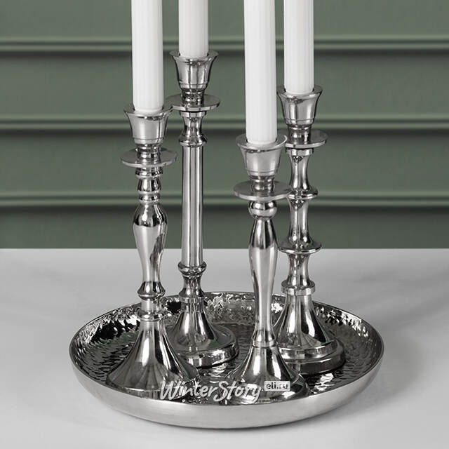 Набор подсвечников-канделябров Бланше на подносе 23 см, 4 шт Boltze
