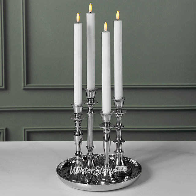 Набор подсвечников-канделябров Бланше на подносе 23 см, 4 шт Boltze
