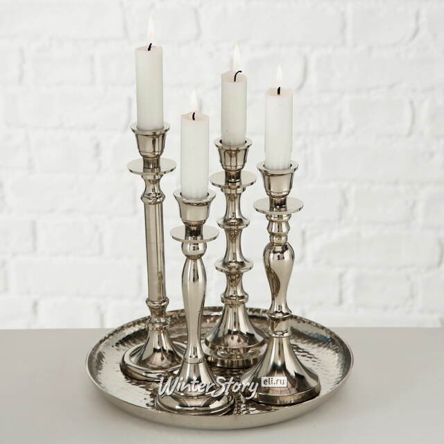 Набор подсвечников-канделябров Бланше на подносе 23 см, 4 шт Boltze