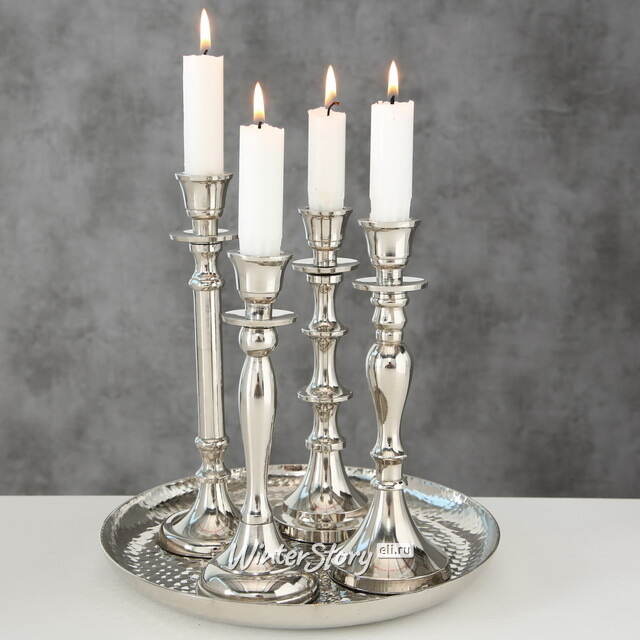 Набор подсвечников-канделябров Бланше на подносе 23 см, 4 шт Boltze