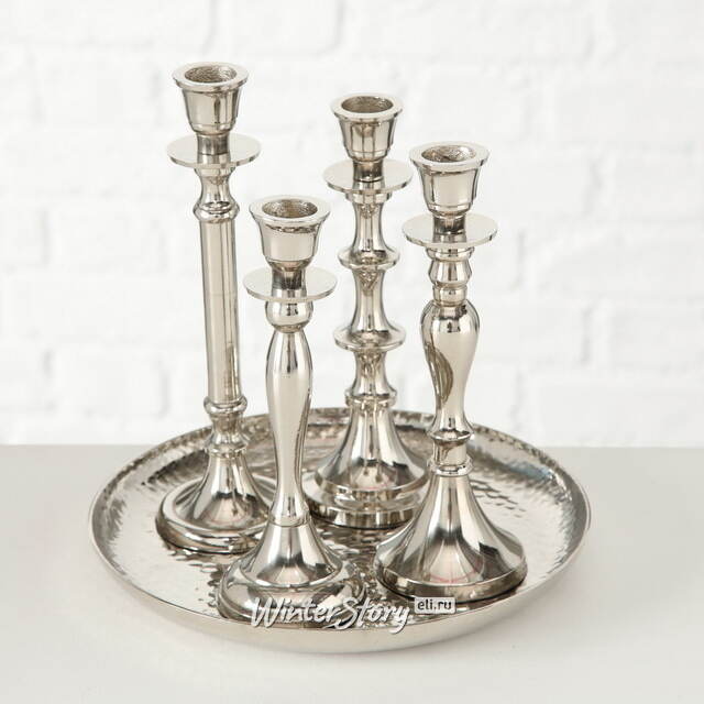 Набор подсвечников-канделябров Бланше на подносе 23 см, 4 шт Boltze