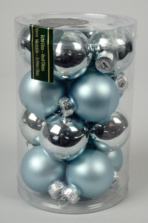 Набор стеклянных шаров 6 см голубой mix,16 шт Kaemingk
