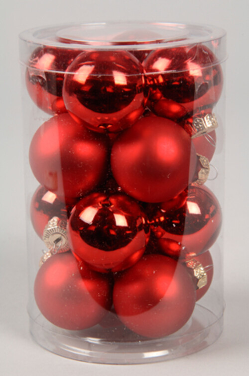 Набор стеклянных шаров 6 см красный mix,16 шт Kaemingk