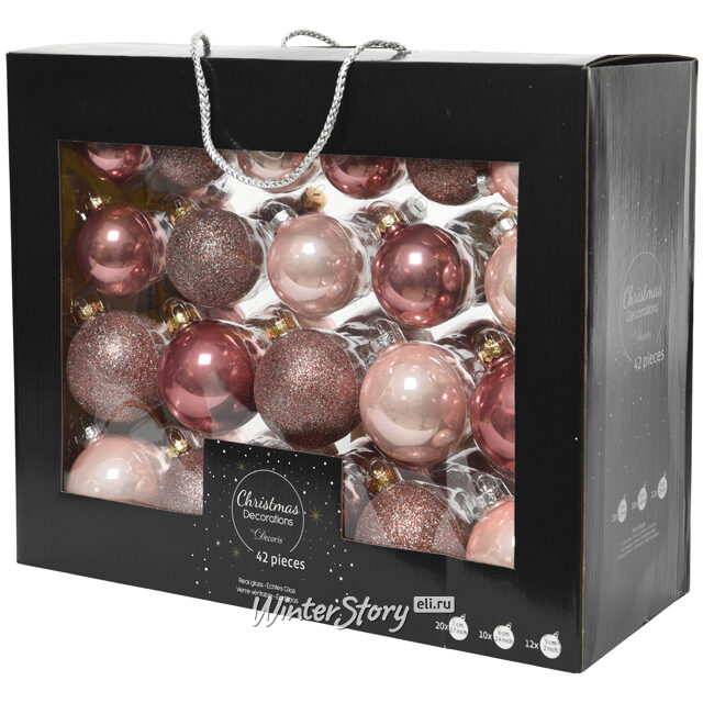 Набор елочных украшений Розовые Облака, 85 игрушек Снегурочка