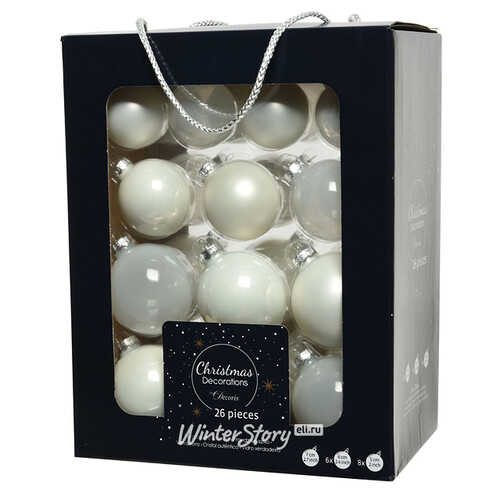 Набор стеклянных шаров Venturi - Белый 5-7 см, 26 шт Kaemingk