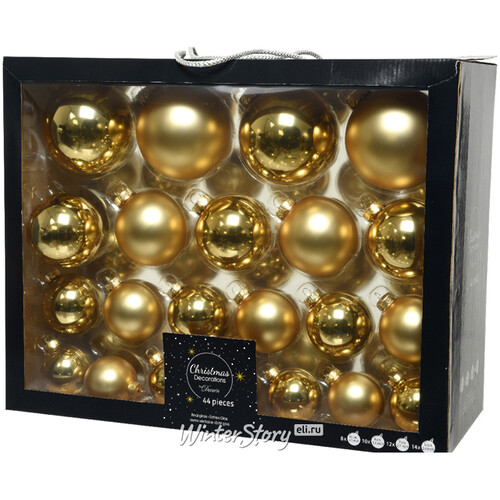 Набор стеклянных шаров Magnifique: Золотой, 6-10 см, 44 шт Kaemingk